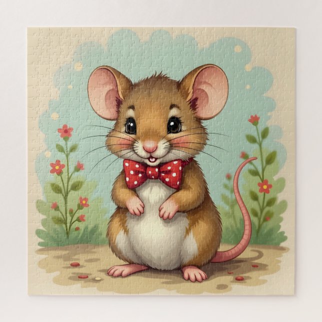 Puzzle Mignon adorable petite souris avec cravate (Vertical)