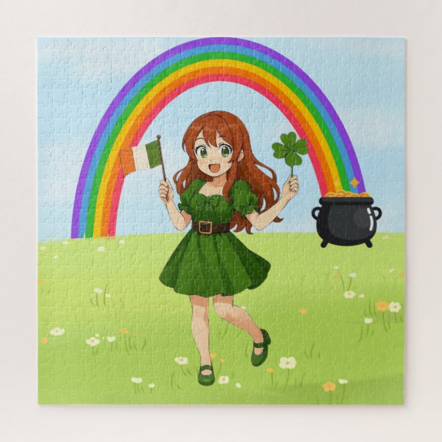 Puzzle Mignon anime roux Saint Patrick  (Vertical)