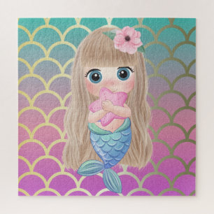 Puzzle Mignon bébé sirène ombré écailles de sirène