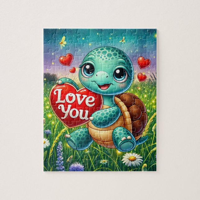 Puzzle Mignon coeur de tortue d'amour  (Vertical)