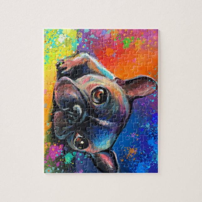 Puzzle mignon de chiot d'art de bouledogue (Vertical)
