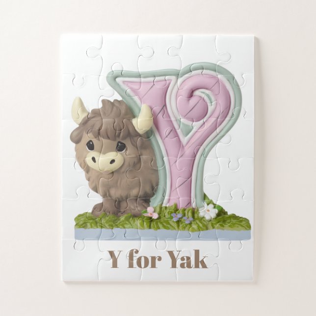 Puzzle Mignon et adorable Yak marron  (Vertical)