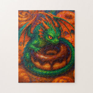 Puzzle Mignon Mini Dragon Vert & Donut Art Fantastique