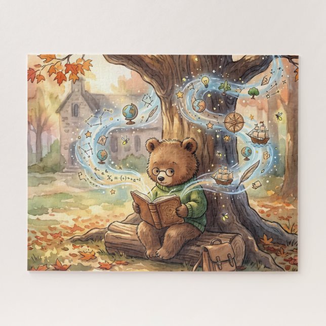 Puzzle Mignon ours de lecture d'étude d'été (Horizontal)