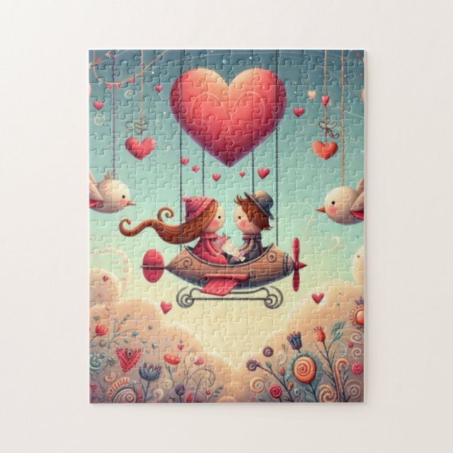 Puzzle Mignonne bémol Saint Valentin hydravion (Vertical)