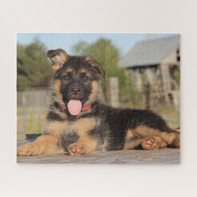 Puzzle Mignonne berger allemand Chien chiot (Horizontal)