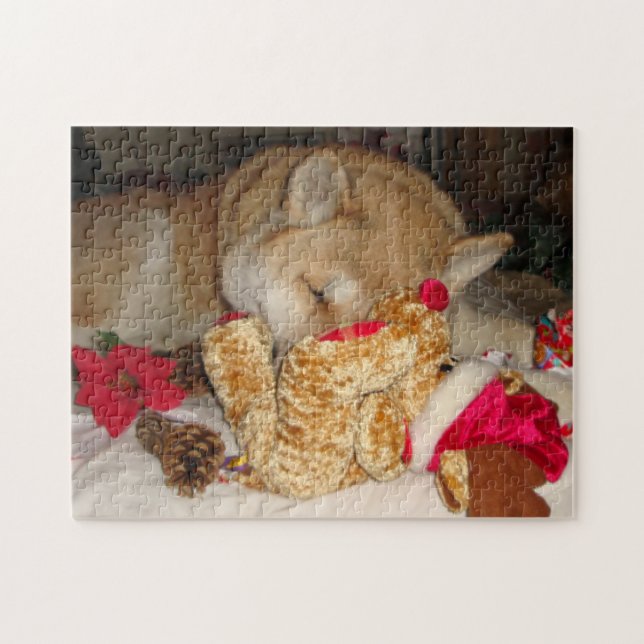 Puzzle Mignonne chien dormant bouddin ours en peluche (Horizontal)