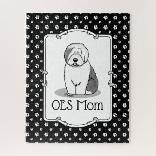 Puzzle Mignonne chien OES Maman Vieux anglais Sheepdog Ma