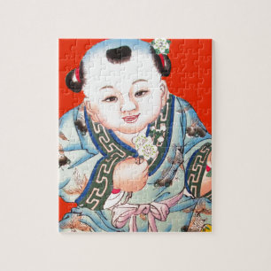 Puzzle Mignonne Chinois rire bon bouddha de chance sur ro