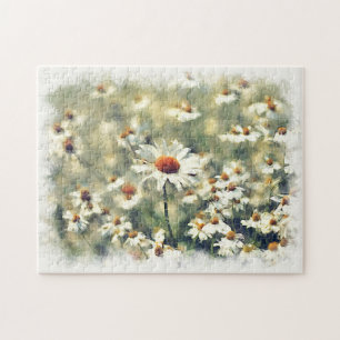 Puzzle Mignonne colorié Daisies d'été Motif d'art fleuri