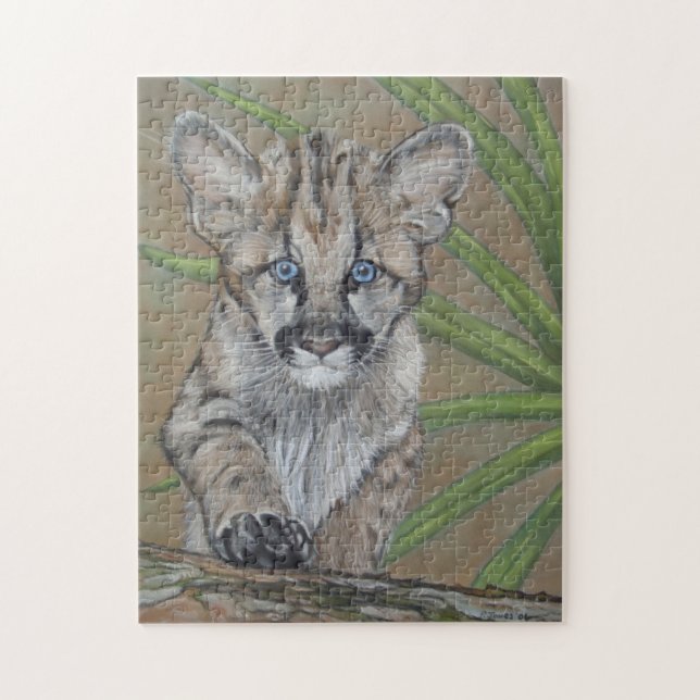 Puzzle mignonne cougar chaton gros chat faune (Vertical)