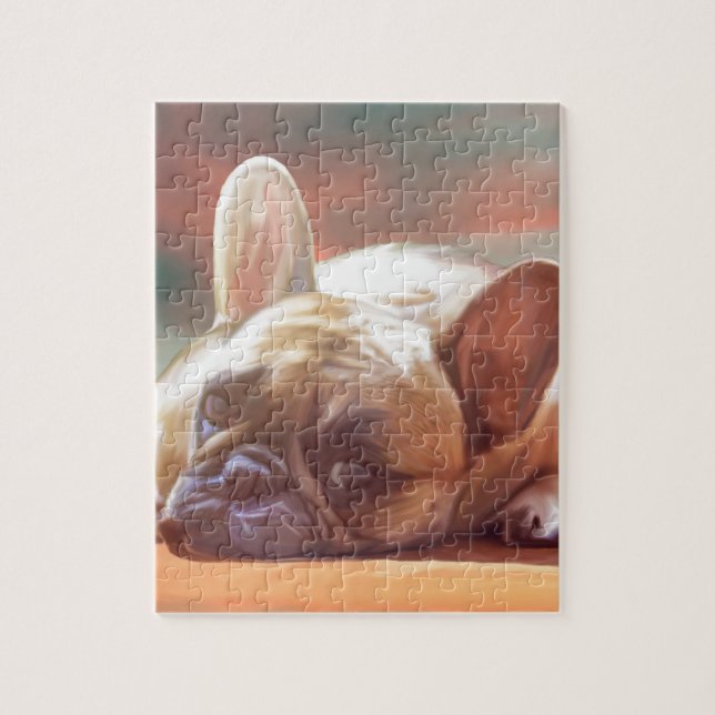 Puzzle Mignonne French Bulldog Eau Couleur Art Peinture (Vertical)