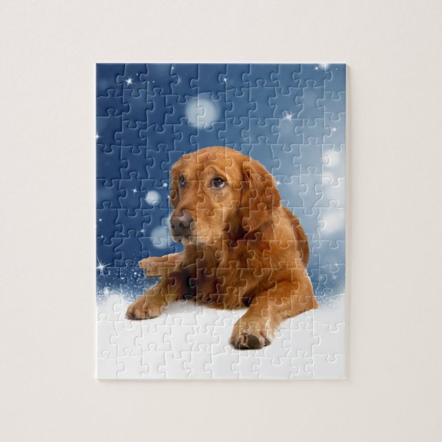 Puzzle Mignonne Golden Retriever Chien assis dans les éto (Vertical)