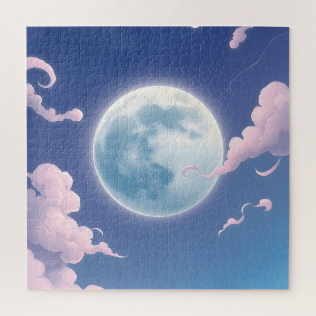 Puzzle Mignonne illustration lunaire dans le ciel nocturn (Vertical)