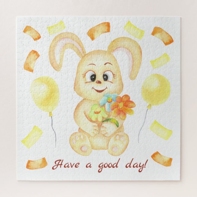 Puzzle Mignonne Lapin pour une ambiance positive Poster (Vertical)