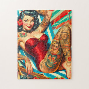 Puzzle Mignonne maillot de bain tatoué Pin-up
