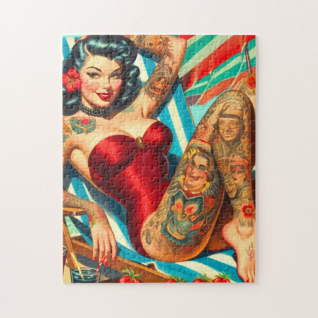 Puzzle Mignonne maillot de bain tatoué Pin-up (Vertical)
