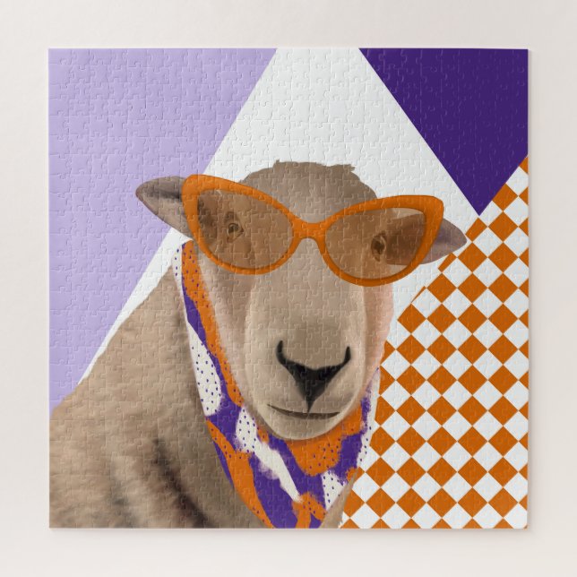 Puzzle Mignonne Mouton Avec Lunettes (Vertical)