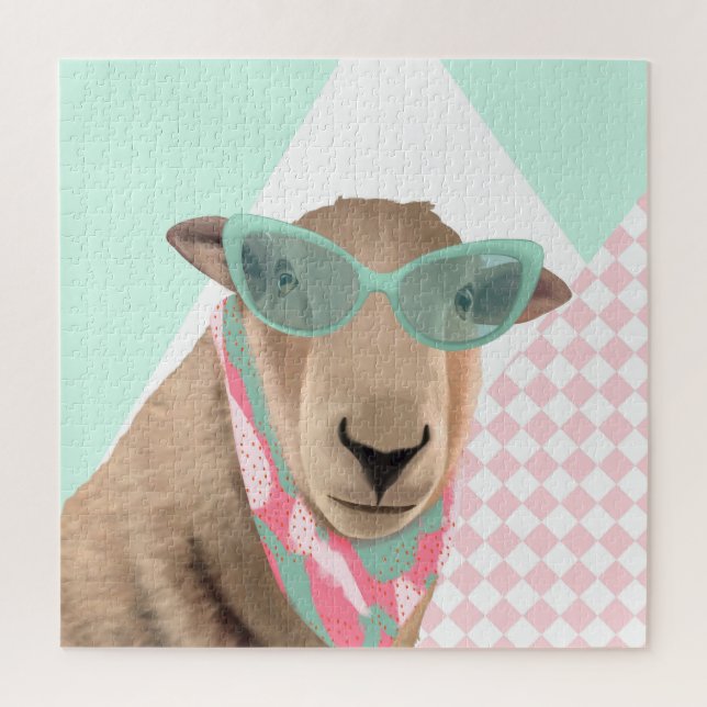 Puzzle Mignonne Mouton Avec Lunettes (Vertical)