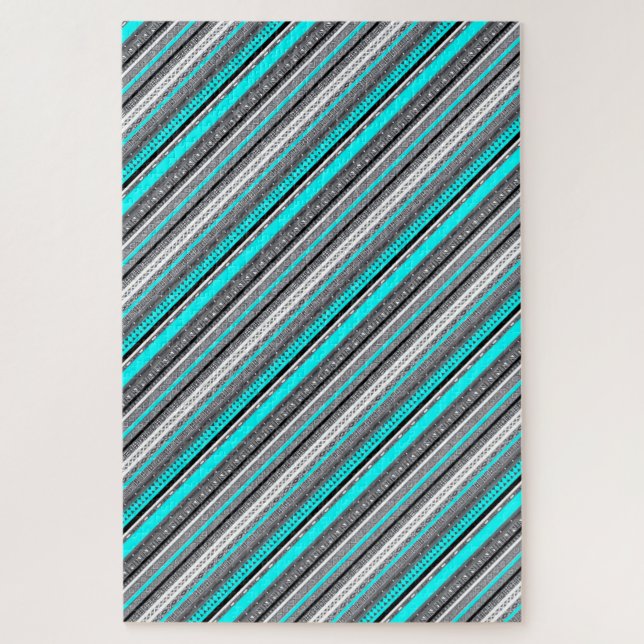 Puzzle Mignons motifs aztèques gris aqua (Vertical)