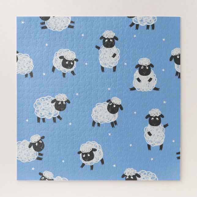 Puzzle Mignons moutons blancs : agneaux vintages. (Vertical)