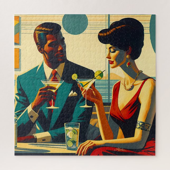 Puzzle Miid Century Cocktail Party Couples - Captivated (Vertical)