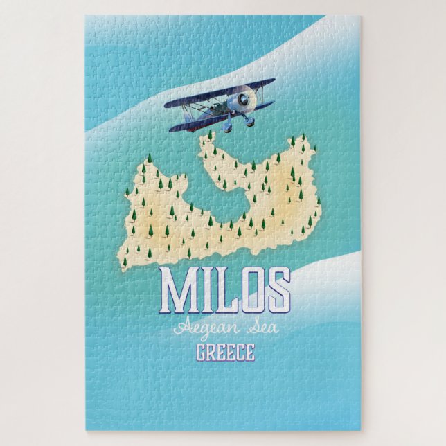 Puzzle Milos, île grecque Carte de voyage poster art. (Vertical)