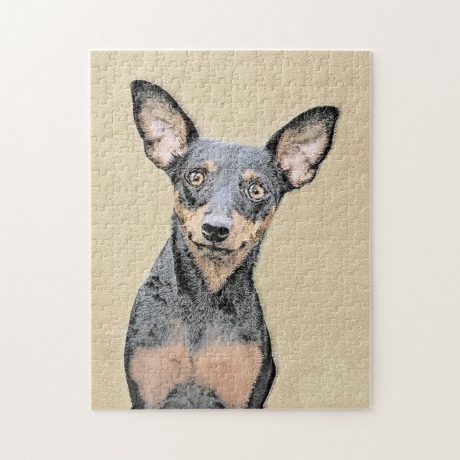 Puzzle Miniature Pinscher Peinture mignonne Chien Art ori (Vertical)