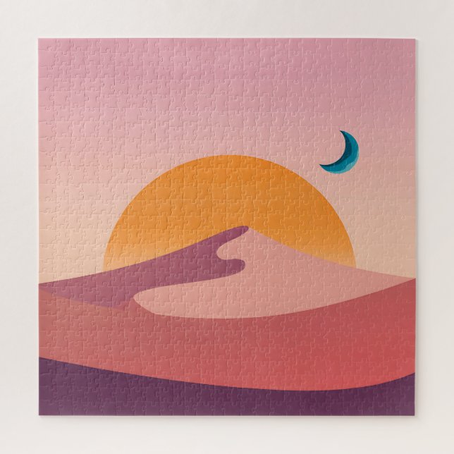 Puzzle Minimalist Desert Sunset Moon Landscape (Vertical)