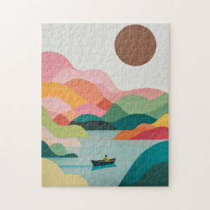 Puzzle minimaliste du paysage du lac - Art serein