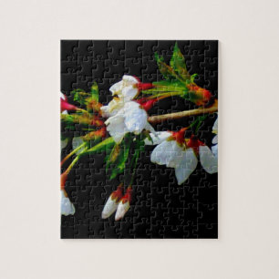 Puzzle Minimaliste Fleur de Cerisier Noir Blanc