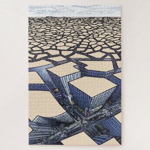 Puzzle Mirage urbain : Canyons en béton sur les terres de