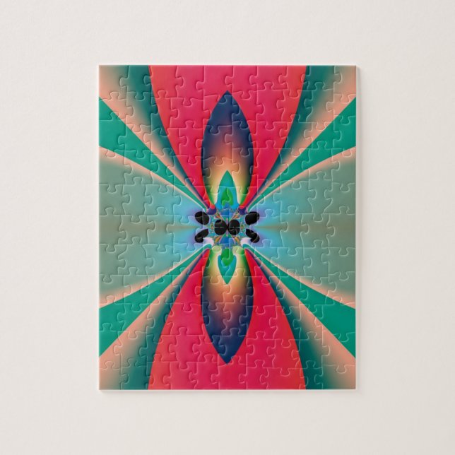 Puzzle Miroir de symétrie corail sarcelle Art abstrait (Vertical)