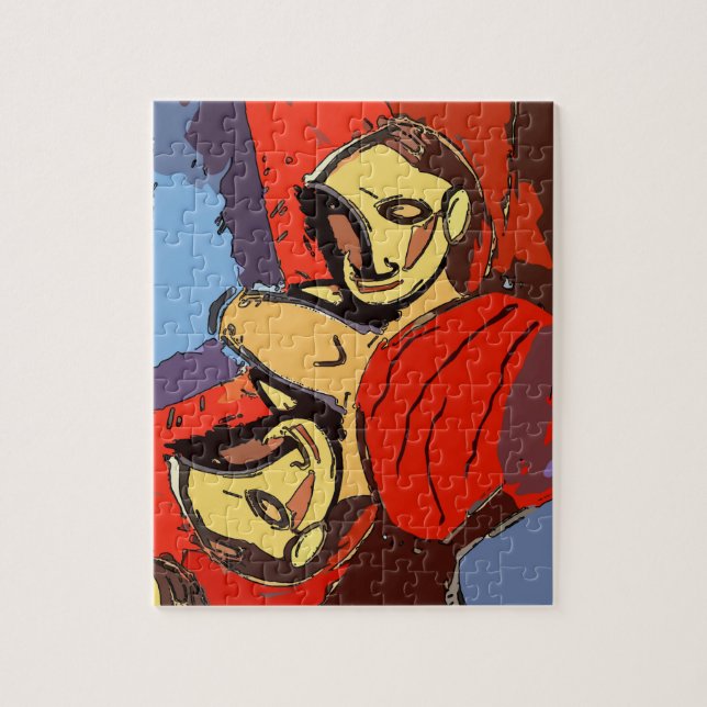 Puzzle Miroir Homme Avec Serviette Bleue, (Vertical)