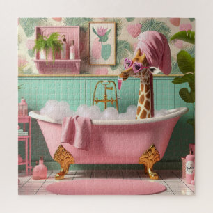 Puzzle Miss Giraffe prend un bain à bulles