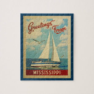 Puzzle Mississippi Sailboat Vintage Travel