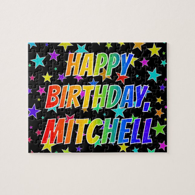 Puzzle "MITCHELL" Prénom, Fun "Joyeux Anniversaire" (Horizontal)
