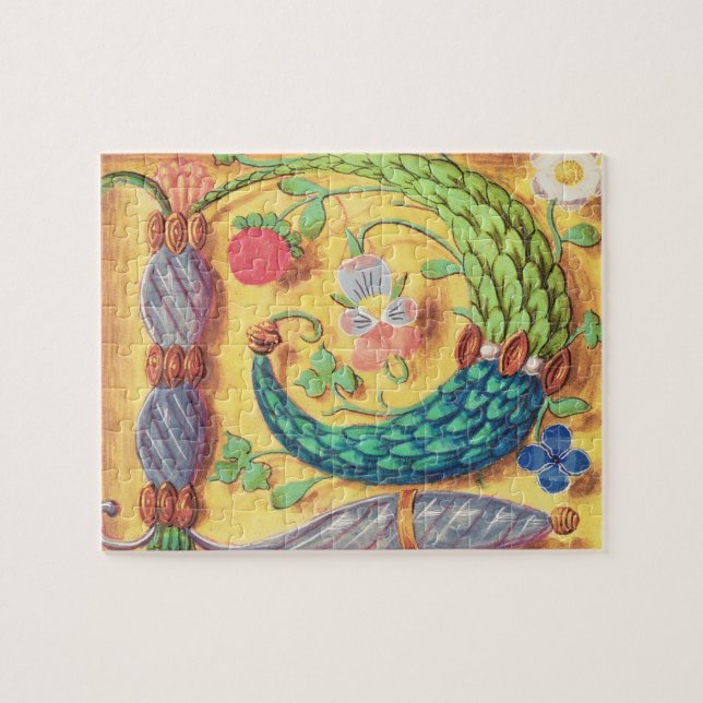 Puzzle Mme 134 a illuminé la lettre "P" décorée du flowe (Horizontal)