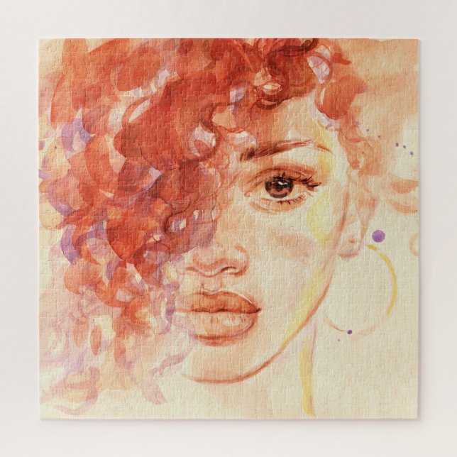 Puzzle Mode afro-américaine, aquarelle illustration. (Vertical)
