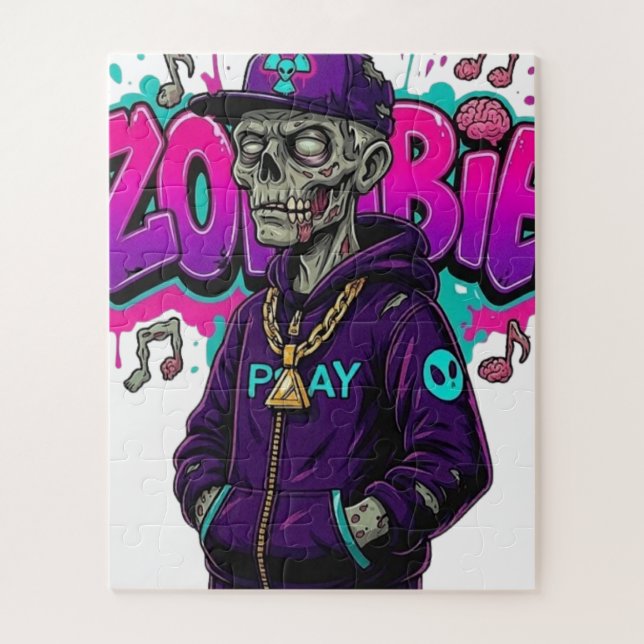 Puzzle Mode Urbaine Zombie Graphique - Squelette Hip Hop (Vertical)