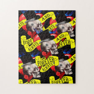 Puzzle Modèle crâne romatique et tatouage cardiaque