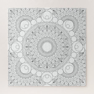 Puzzle Modèle de coloriage Mandala Géométrique lignes noi