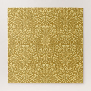 Puzzle Modèle Floral Baroque Damas d'or