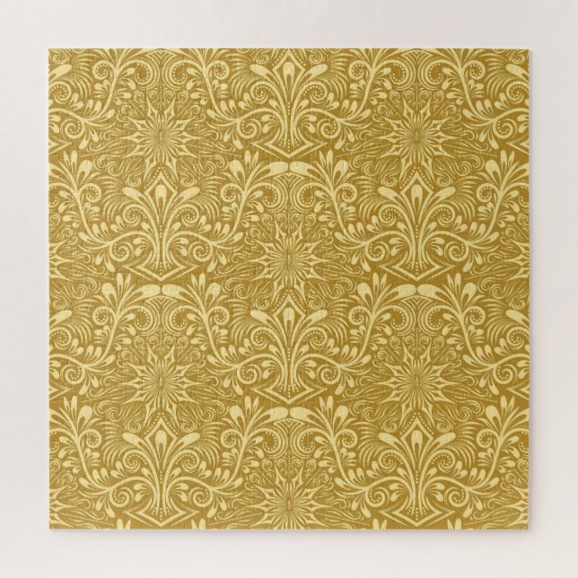 Puzzle Modèle Floral Baroque Damas d'or (Vertical)