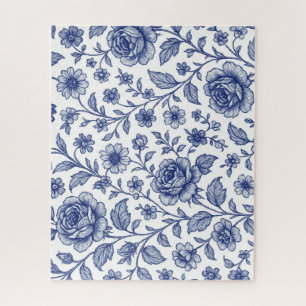 Puzzle Modèle Floral Royal Bleu Rose