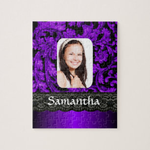 Puzzle Modèle photo personnalisé en dentelle violette et