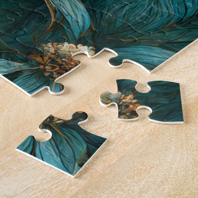 Puzzle Modèle turquoise et or floral (Côté)