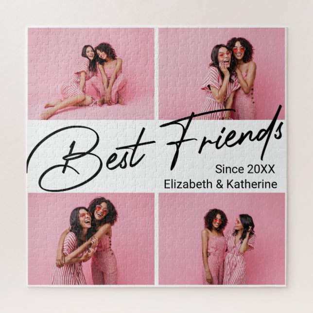Puzzle Modern Best Friends 4 Photo Collage Cadeau (Vertical)
