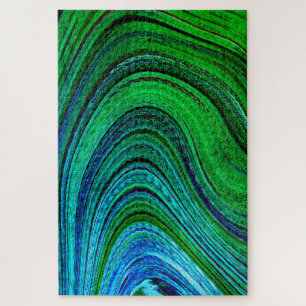 Puzzle Modern Fractal Art Waves Wavy Green Blue Abstract