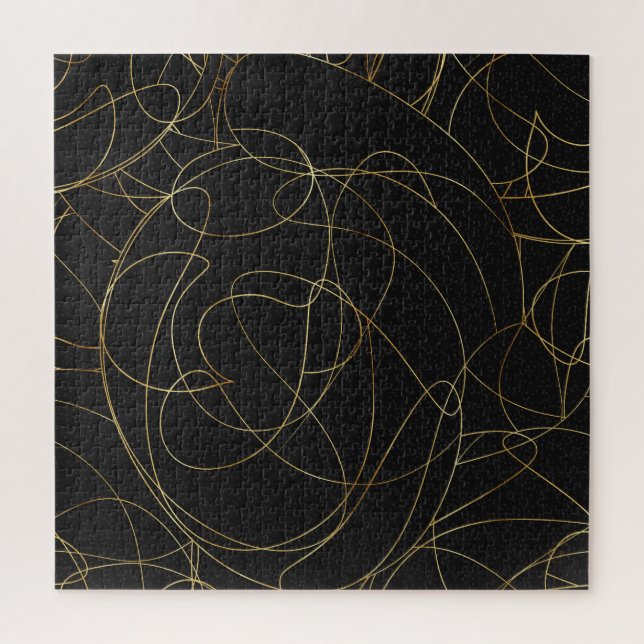 Puzzle Modern Gold Line Art Gray Dots Abstract Design (Vertical)